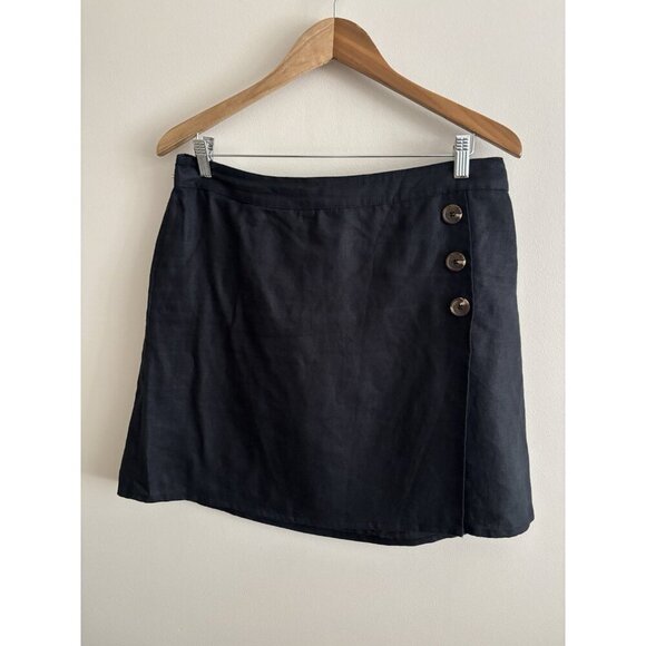 TAHARI 100% Linen Black Skirt W/ Built In SHORTS Skort 10 Tennis Pickleball - Picture 1 of 10